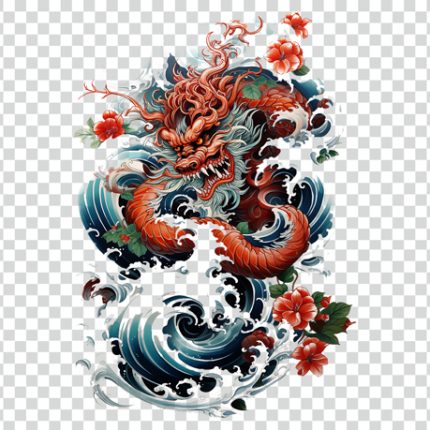 Japanese Dragon with Green Tail