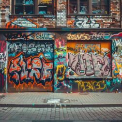 Graffiti walls in the street with ornament typography