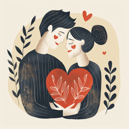 Illustration of man and woman for Valentine