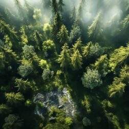 wide Old Forest with full of green trees image