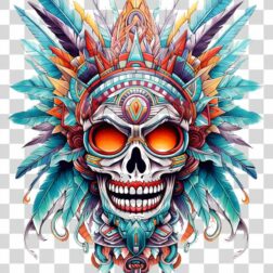 Aztec mask colourful fur skeleton transparent PNG