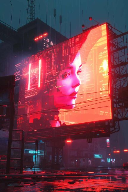 Cyberpunk City girl in the future with amazing 2024