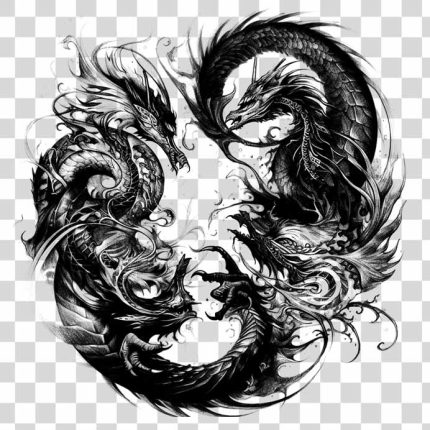 Dragon Art dance Tattoo black and white Transparent PNG