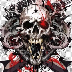 Graffiti design skeleton scary wall Transparent PNG