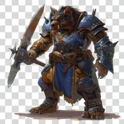 Medieval wolf monster with axe Transparent PNG