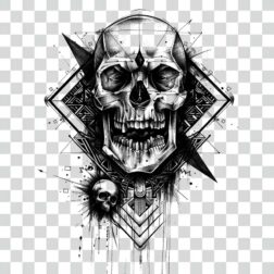 Skeleton head vector transparent PNG
