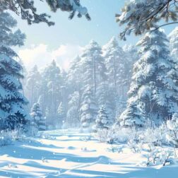 Snowy trees background wallpaper 4k with full of snow on the surface