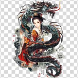 Traditional Japanese Tattoo girl in the middle transparent PNG