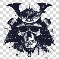 shogun warrior helmet on a skull as a graphic design Transparent PNG
