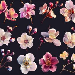 colourful flower with pink shapes