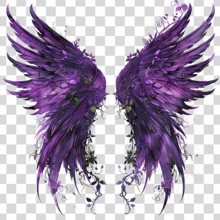 Dragon colourful Phoenix wings full of purple fur Transparent PNG