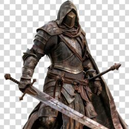Medieval soldiers in the battle Cutout transparent PNG format