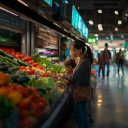 a latina woman shopping in a high end local farmers market