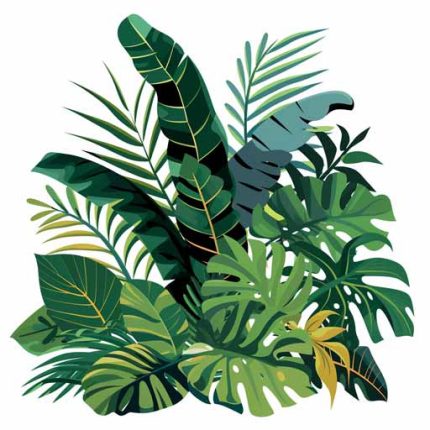 geometric illustration of jungle foliage vector very simple white background