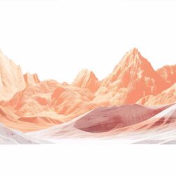 geometric illustration of desert mountains hard lines horizon white background