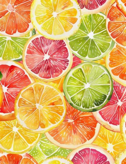 watercolor citrus slices background