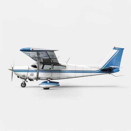 cessna 172 plane with white and blue details hyper realistic daylight