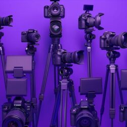 solid purple ground with full of camera