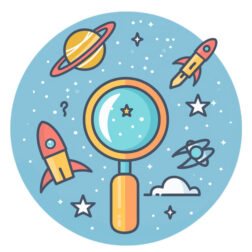 topic Searching for inspiration flat icon linear style motion graphics