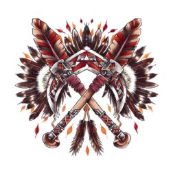 Native American symbol with feather and axe transparent PNG file