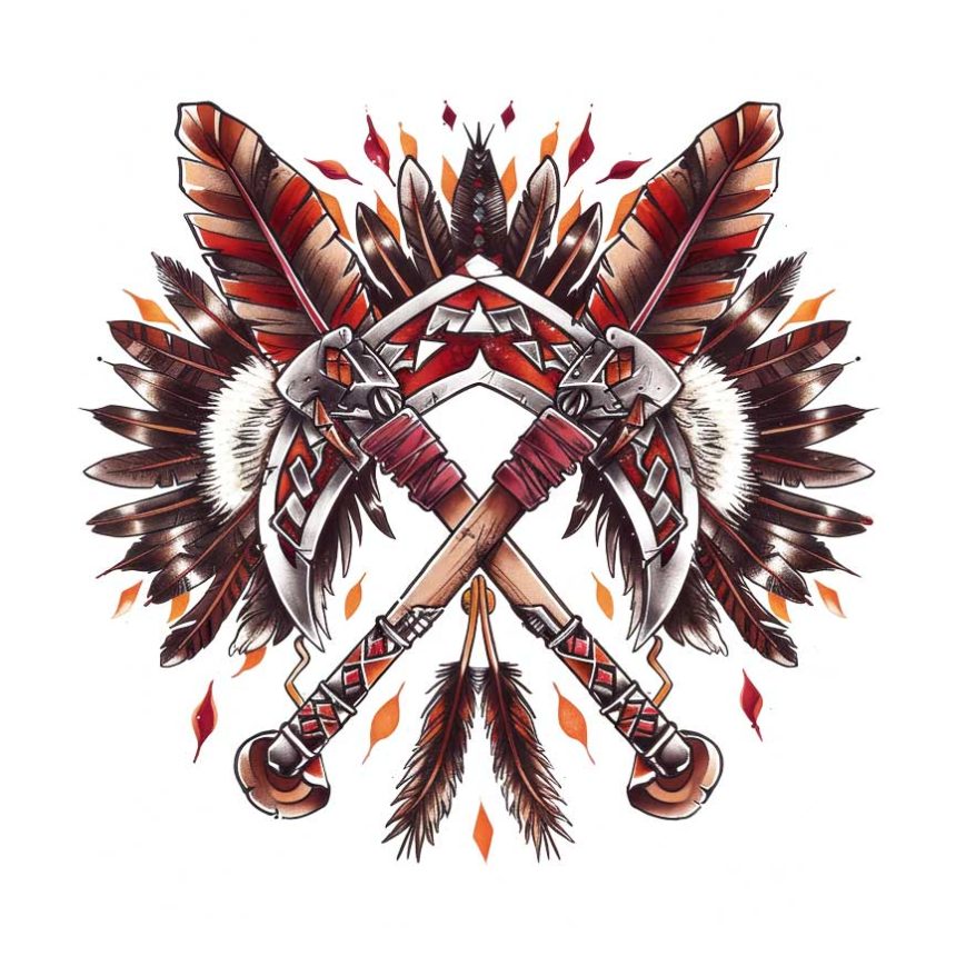 Native American symbol with feather and axe transparent PNG file - Pngcube