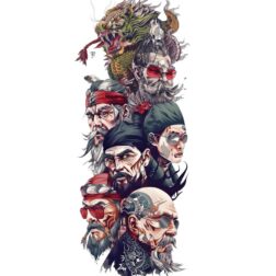 Illustration Japanese gangs group criminal rebels Design