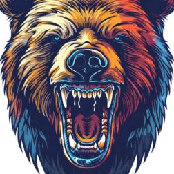 Illustration of colourful Animals bear head transparent PNG