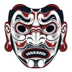 Irezumi mask japanese style colour face transparent PNG