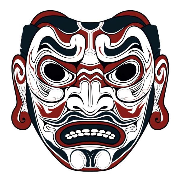 Irezumi mask japanese style colour face transparent PNG