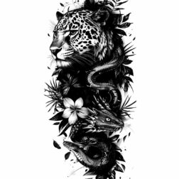 lion snake jaguar tattoo design black and white transparent PNG