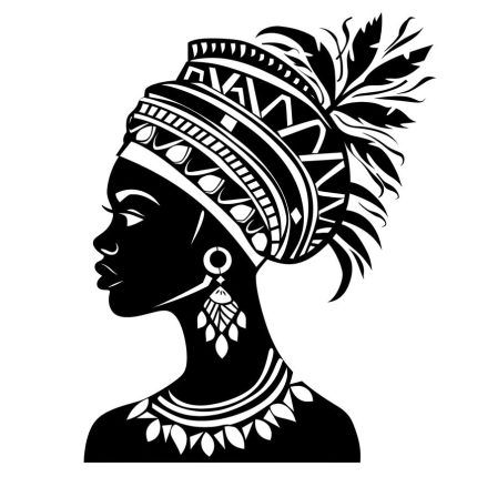 black and white African element mask cover woman transparent PNG