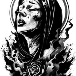 Dark holy religious theme Maryam cry transparent tattoo design PNG