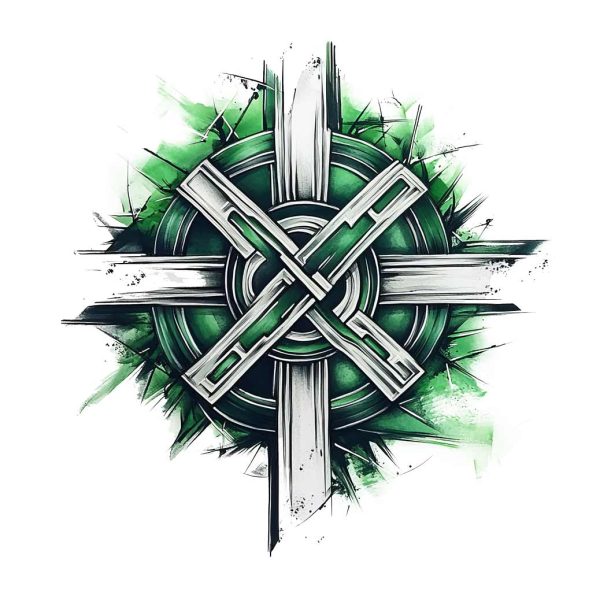 Celtic tattoo design green style theme transparent PNG