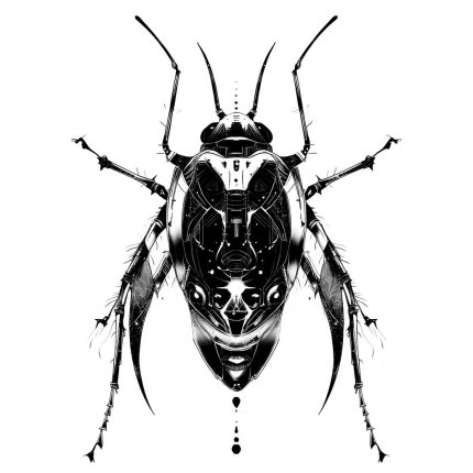 cyberpunk insect tattoo design 4k transparent PNG