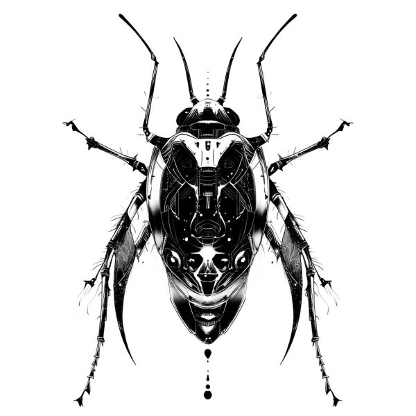 cyberpunk insect tattoo design 4k transparent PNG