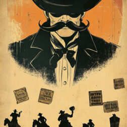 poster almost childish create a wide cowboy from a humorous Western book