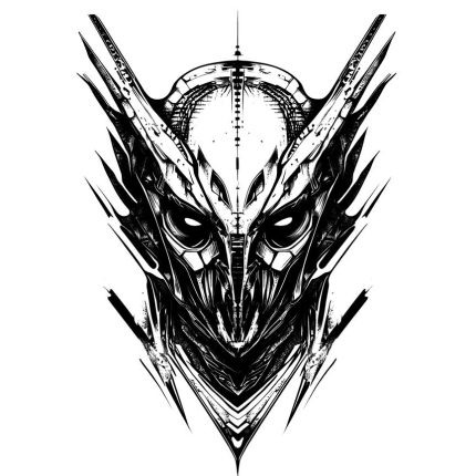 cyberpunk scary warrior skull alien transparent PNG