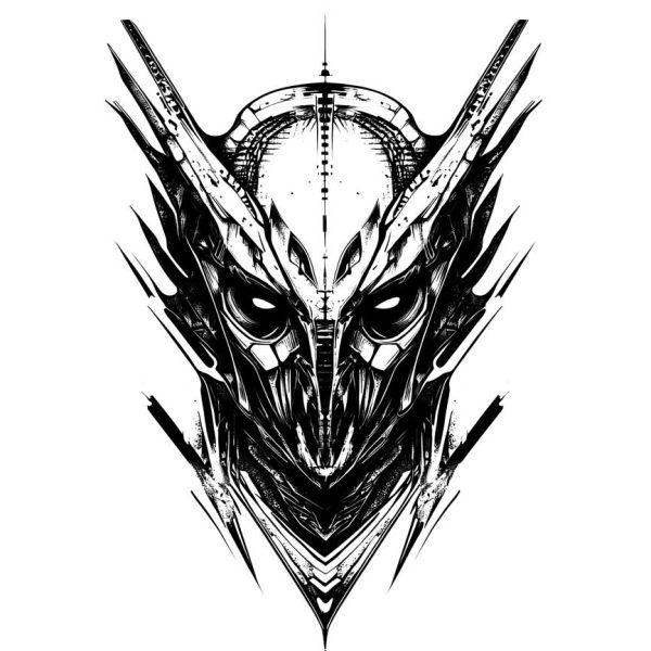 cyberpunk scary warrior skull alien transparent PNG