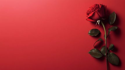 Red background with rose cover