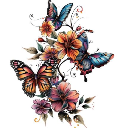 colorful design of Butterflies transparent PNG