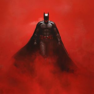 Batman emerges from red dust