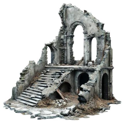 Ruins building for design and game transparent PNG