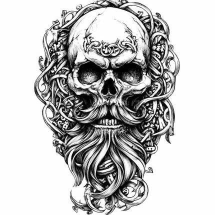 skull viking sign tattoo design transparent PNG