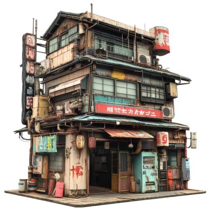 traditional Cyberpunk Building transparent PNG