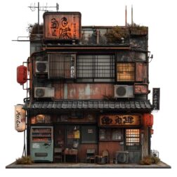 Japanese neon Cyberpunk Building transparent PNG