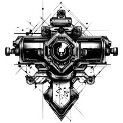 cyberpunk industrial tattoo design transparent PNG