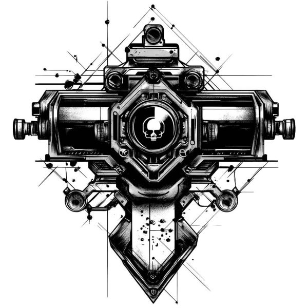 cyberpunk industrial tattoo design transparent PNG