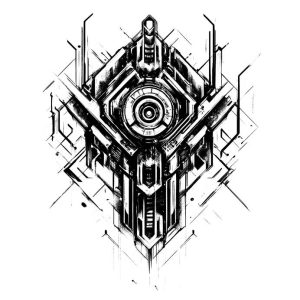 cyberpunk mechanical style tattoo design transparent PNG