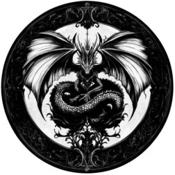 Dragon skull ornament circle transparent PNG