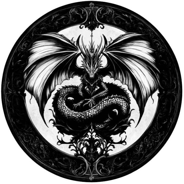 Dragon skull ornament circle transparent PNG